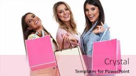  Presentation with pastel - Presentation theme having three-women-in-pastel-suits background and a coral colored foreground