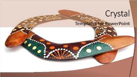  Presentation with aboriginal - Presentation consisting of three wooden boomerangs aboriginal background and a coral colored foreground
