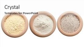  Presentation with flowers on white wooden - PPT layouts enhanced with three wooden bowls with corn background and a white colored foreground