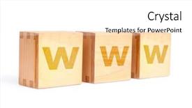  Presentation with www - Theme featuring three wooden letter blocks spelling www over white background background and a white colored foreground
