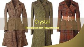 Presentation with coats - Slides consisting of three woolen coats isolated on white background background and a tawny brown colored foreground
