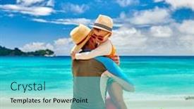  Presentation with three - Colorful slide set enhanced with three-year-old-toddler-boy backdrop and a teal colored foreground