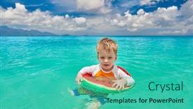  Presentation with three - Audience pleasing PPT theme consisting of three-year-old-toddler-boy backdrop and a teal colored foreground