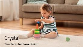  Presentation with baby blocks - Presentation theme featuring three years old baby girl background and a lemonade colored foreground