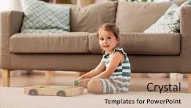  Presentation with baby blocks - Slides with three years old baby girl background and a coral colored foreground