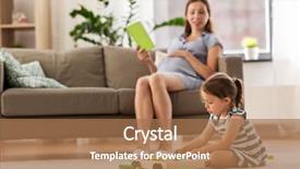  Presentation with baby book - Theme with three years old baby girl background and a coral colored foreground