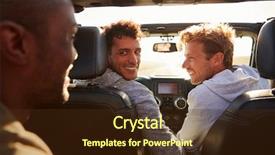  Presentation with driving - Slide deck featuring three young adult men driving background and a tawny brown colored foreground