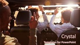  Presentation with virile young men - Amazing slide deck having three young adult men having backdrop and a wine colored foreground