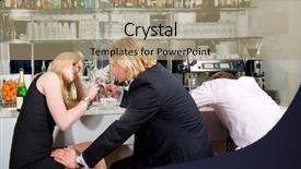  Presentation with three legged stool - PPT theme enhanced with three young adults sitting background and a coral colored foreground