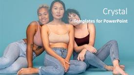  Presentation with friendly - Cool new presentation theme with three-young-affectionate-and-friendly backdrop and a light blue colored foreground