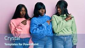  Presentation with wool - Presentation design with three-young-african-american-friends background and a ocean colored foreground