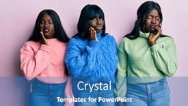  Presentation with african american dental - Amazing PPT theme having three-young-african-american-friends backdrop and a teal colored foreground