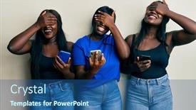  Presentation with eye african american models - Presentation theme consisting of three-young-african-american-friends background and a ocean colored foreground