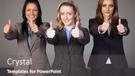  Presentation with show - Presentation design having three young and attractive businesswoman background and a gray colored foreground