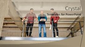  Presentation with online meeting - Colorful slide set enhanced with three-young-architects-discussing-online backdrop and a mint green colored foreground