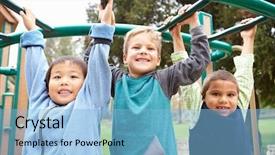  Presentation with climbing - Amazing presentation design having three young boys on climbing backdrop and a light blue colored foreground
