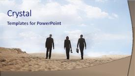  Presentation with young business people - Amazing presentation design having three young business people walking backdrop and a sky blue colored foreground