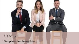  Presentation with listening - Audience pleasing theme consisting of three-young-businessmen-smiling backdrop and a coral colored foreground