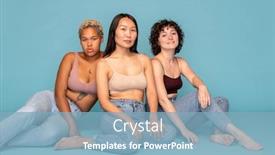  Presentation with females - Amazing presentation theme having three-young-contemporary-females backdrop and a light blue colored foreground