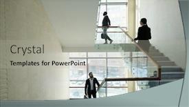  Presentation with upstairs - Slide set consisting of three-young-contemporary-managers background and a light gray colored foreground