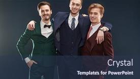  Presentation with classic - Presentation design having three-young-guys-in-classic background and a ocean colored foreground