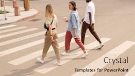  Presentation with intercultural - PPT theme having three-young-happy-intercultural-friends background and a lemonade colored foreground