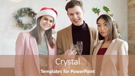  Presentation with intercultural - Amazing PPT theme having three-young-happy-intercultural-white backdrop and a coral colored foreground