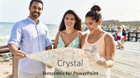  Presentation with city map - Slide set featuring three-young-hispanic-friends-smiling background and a lemonade colored foreground