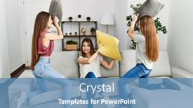  Presentation with three - Presentation design featuring three-young-hispanic-woman-smiling background and a teal colored foreground