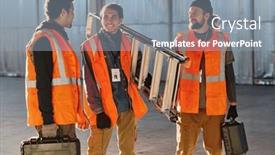 Presentation with intercultural - Presentation theme consisting of three-young-intercultural-men and a light blue colored foreground
