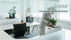  Presentation with managers - Slide set consisting of three-young-intercultural-office-managers background and a sky blue colored foreground