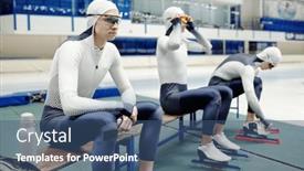  Presentation with athletes - Slide deck with three-young-male-athletes background and a ocean colored foreground