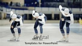  Presentation with sports arena - Slides featuring three-young-male-ice-skaters background and a  colored foreground