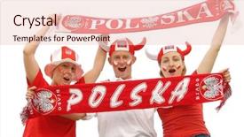  Presentation with soccer fans - Colorful theme enhanced with three young polish soccer fans backdrop and a lemonade colored foreground