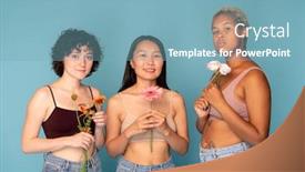 Presentation with three - PPT theme consisting of three-young-pretty-women background and a light blue colored foreground