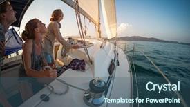  Presentation with sail - Slide deck enhanced with three young women adjust background and a ocean colored foreground