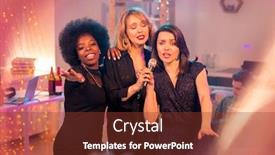  Presentation with black women - Cool new PPT theme with three-young-women-in-black backdrop and a tawny brown colored foreground