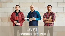  Presentation with points - Cool new presentation theme with three-young-workers-in-casualwear backdrop and a coral colored foreground