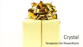  Presentation with gift ribbon - Presentation enhanced with threedimensional - gold gift box with ribbon background and a  colored foreground