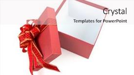  Presentation with gift ribbon - Colorful presentation design enhanced with threedimensional - red gift box with red backdrop and a  colored foreground