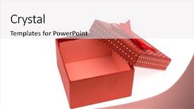  Presentation with gift ribbon - Colorful presentation design enhanced with threedimensional - red gift box with red backdrop and a  colored foreground