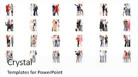  Presentation with team - Presentation featuring threesome - business picture team over white background and a  colored foreground