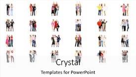  Presentation with groups - Beautiful presentation design featuring threesome - isolated groups standing together backdrop and a white colored foreground