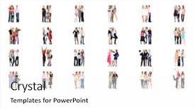  Presentation with concept - Presentation theme featuring threesome - many colleagues workforce concept background and a white colored foreground