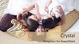  Presentation with sexy - PPT theme with threesome - young macho playboy handsome man background and a coral colored foreground