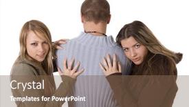  Presentation with change of date - Slide set with lips mouth - portrait of a blonde woman background and a gray colored foreground