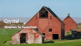  Presentation with green agriculture farm - Audience pleasing slides consisting of threshold - classic iconic large red barn backdrop and a red colored foreground