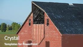  Presentation with green agriculture farm - Theme featuring threshold - classic iconic large red barn background and a coral colored foreground