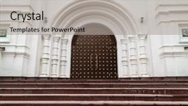  Presentation with gothic - Slide deck featuring threshold - medieval gothic portal background and a light gray colored foreground