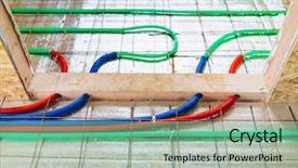  Presentation with pipeline - Colorful theme enhanced with threshold - underfloor heating pipeline door crossing backdrop and a seafoam green colored foreground